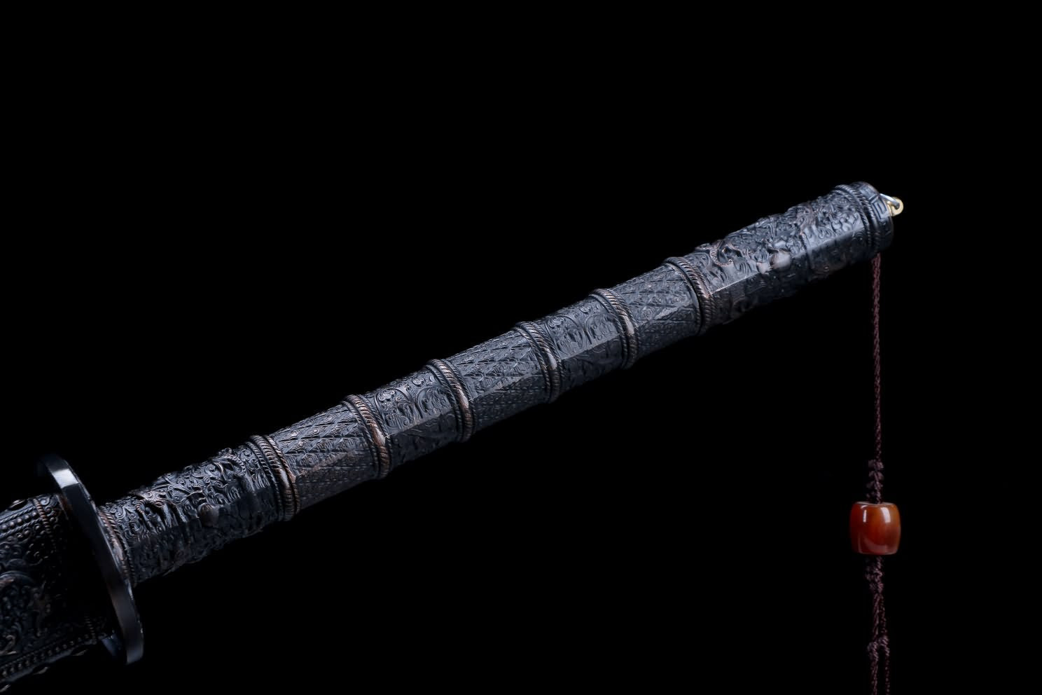 Kangxi Treasure Sword - High Carbon Steel Blade, Solid Wood Carved Scabbard