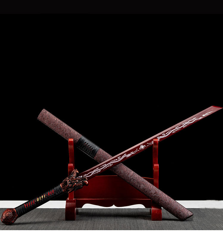 Hand Forged Red dragon Tang Heng sword(1060 Carbon Steel)
