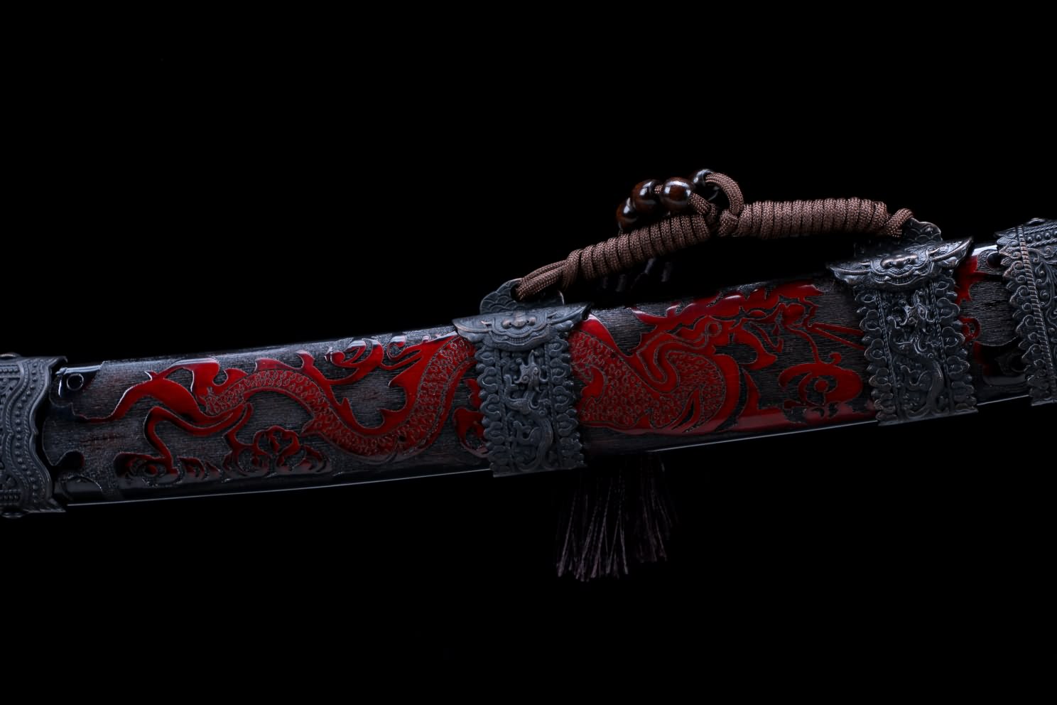 Kangxi Treasure Sword - High Carbon Steel Blade, Solid Wood Carved Scabbard
