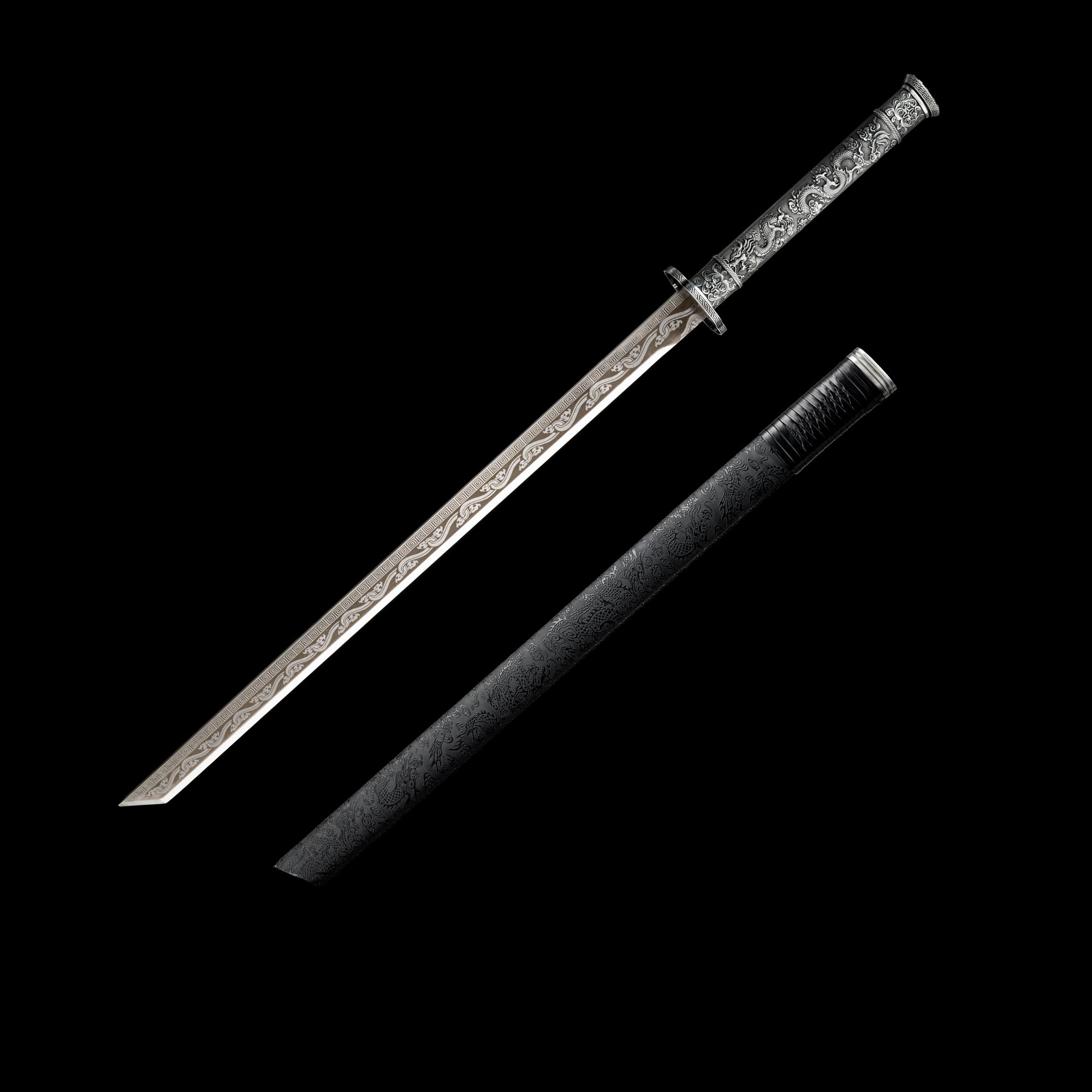 Hand Forged black dragon Tang Heng sword(1060 Carbon Steel)