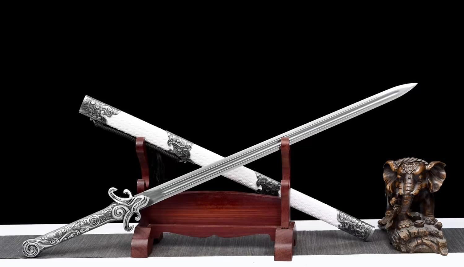 Hand Forged  Ancient Chinese Sword han jian-Forged High Carbon Steel Blade,Alloy Handle(1045 Carbon Steel)