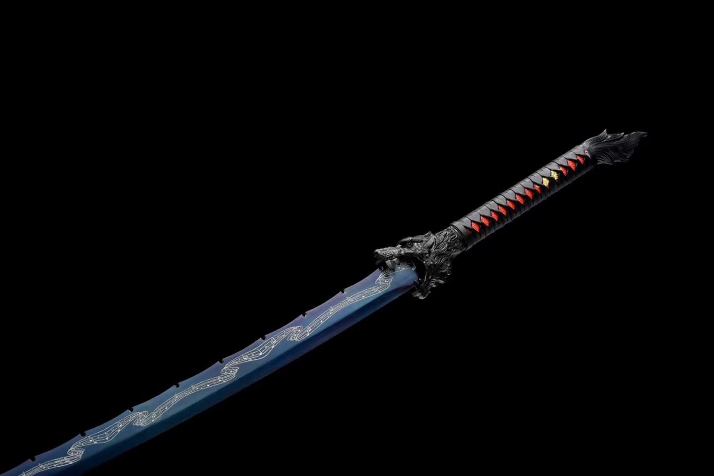 Hand Forged Wolf dao Swords Real,1060 Carbon Steel Blades,White Scabbard,Alloy Fittings