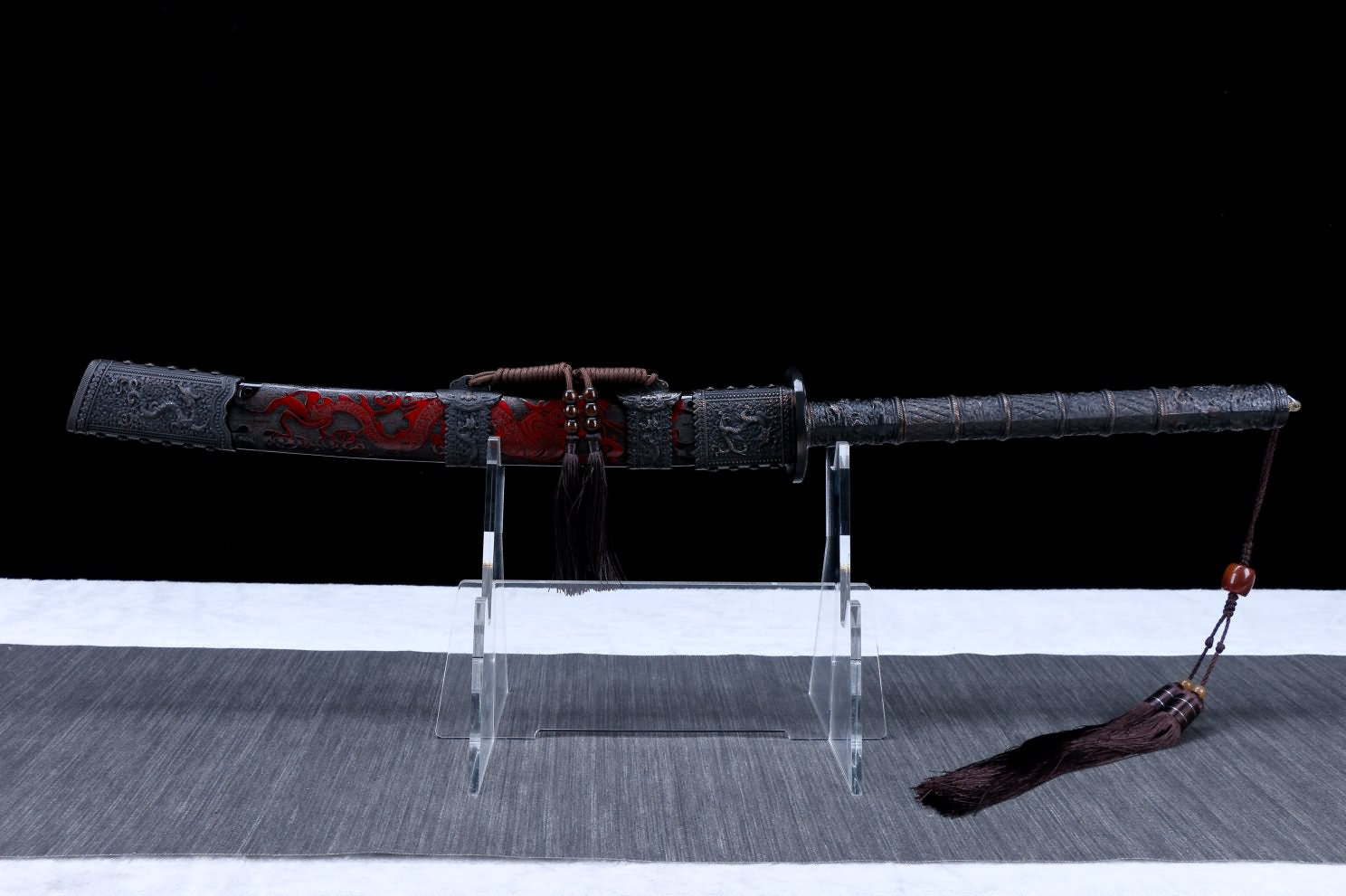 Kangxi Treasure Sword - High Carbon Steel Blade, Solid Wood Carved Scabbard