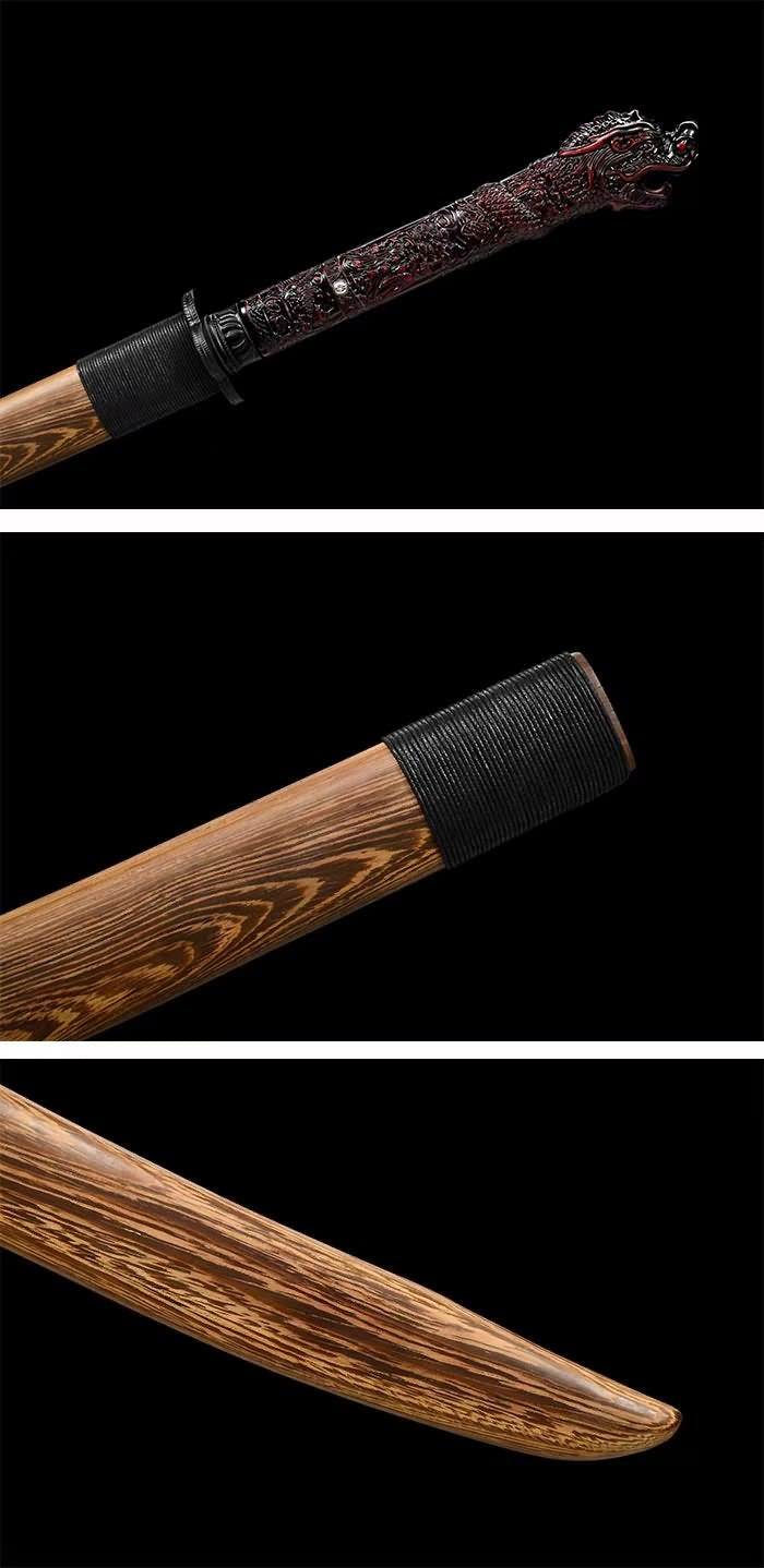 Horn Dao Swords High Carbon Steel Blade,Rosewood Scabbard,Dragon Handle,LOONGSWORD