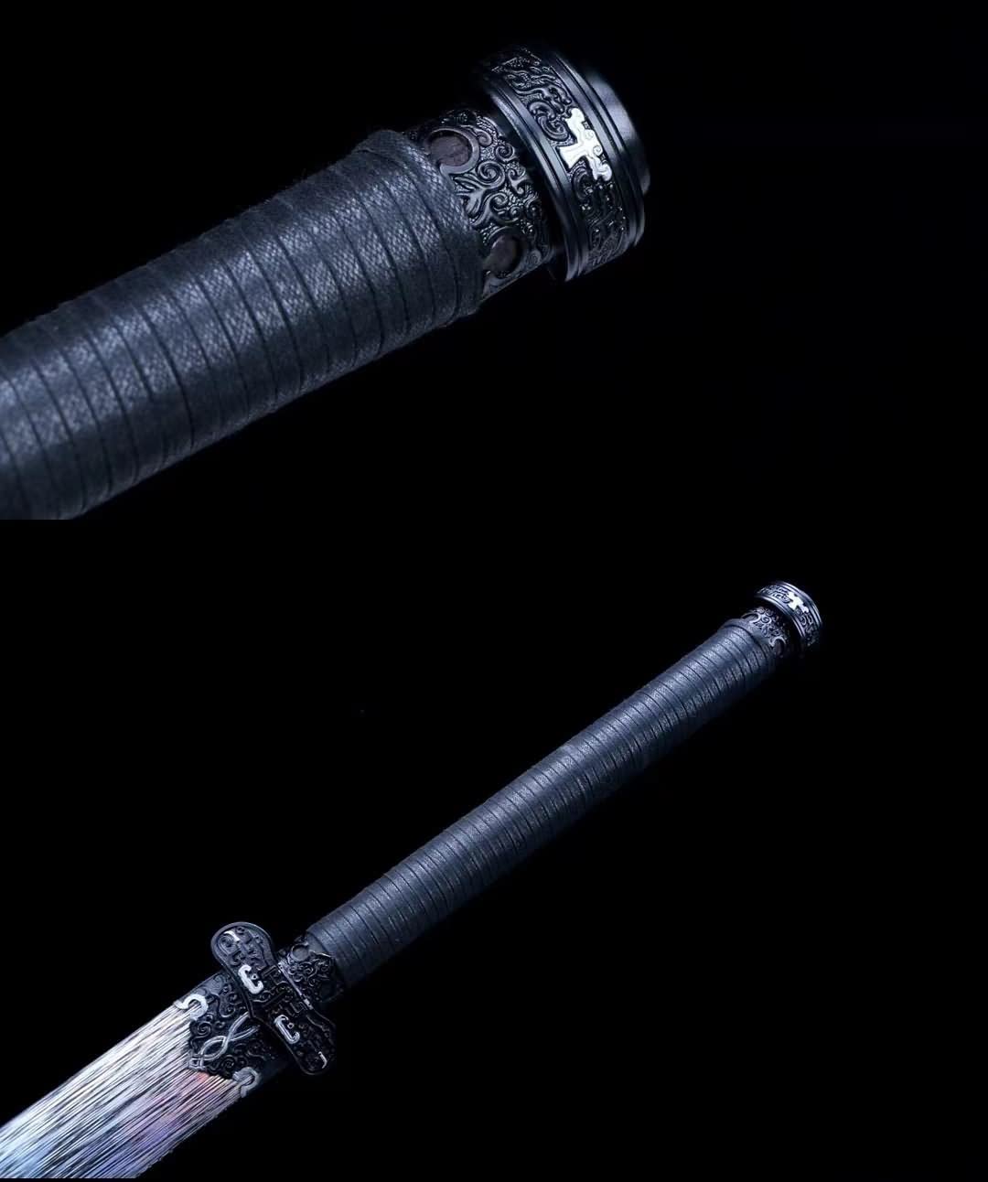 Hand Forged Black Gold Dao Saber,Forged 1060 Carbon Steel Blade,Alloy Fittings