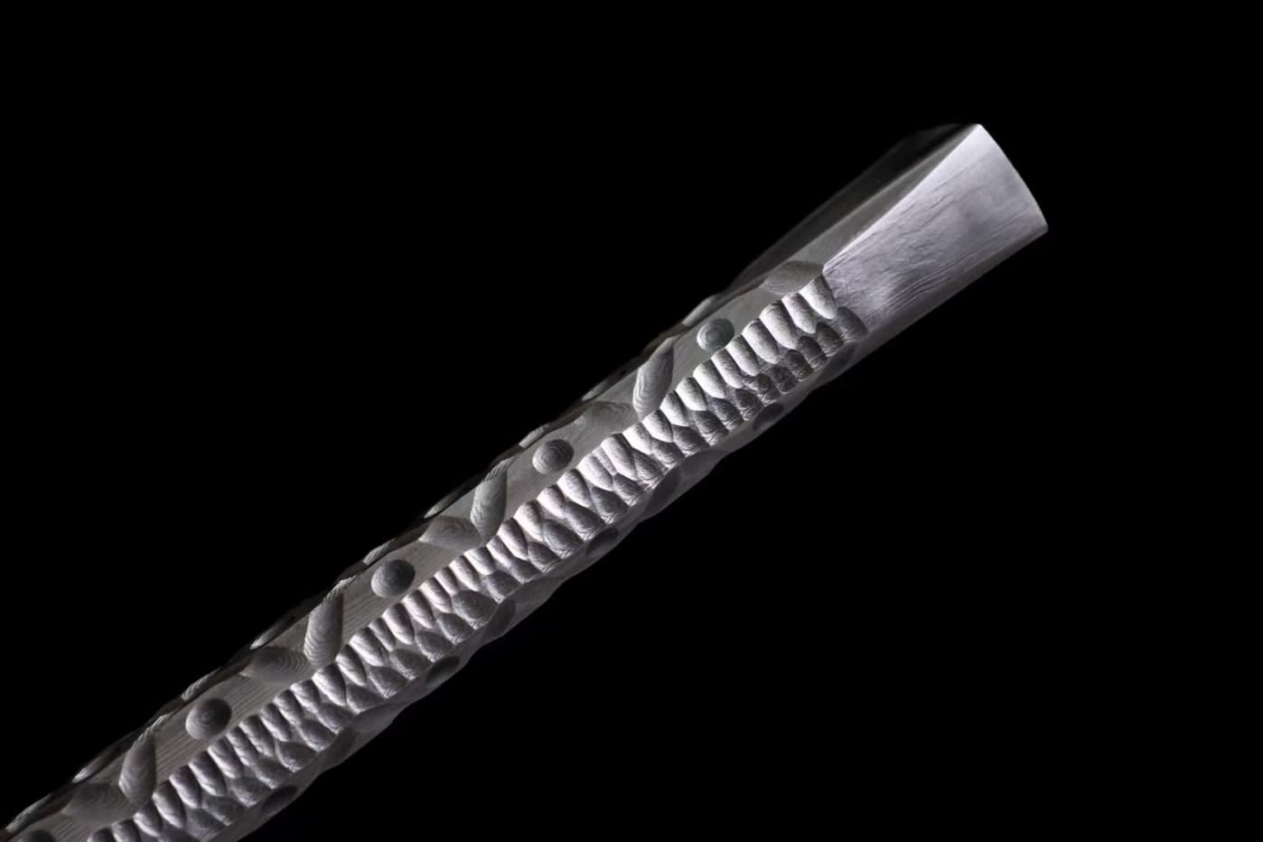 LOONGSWORD,Chinese sword,Broadsword Real,Full tang Damascus Steel Blades Handle,Cowhide Scabbard