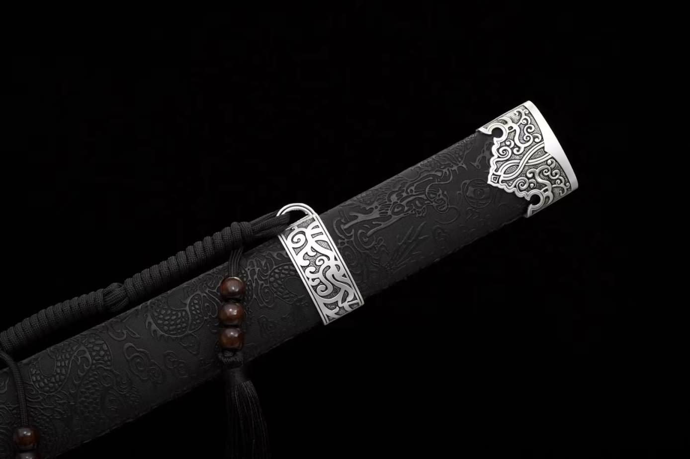 Black Gold Sabre,High Carbon Steel Blades,Faux Leather Scabbard,chinese sword real