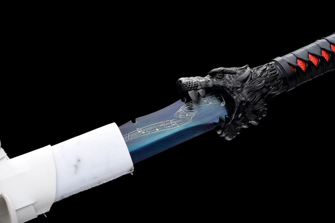 Hand Forged Wolf dao Swords Real,1060 Carbon Steel Blades,White Scabbard,Alloy Fittings