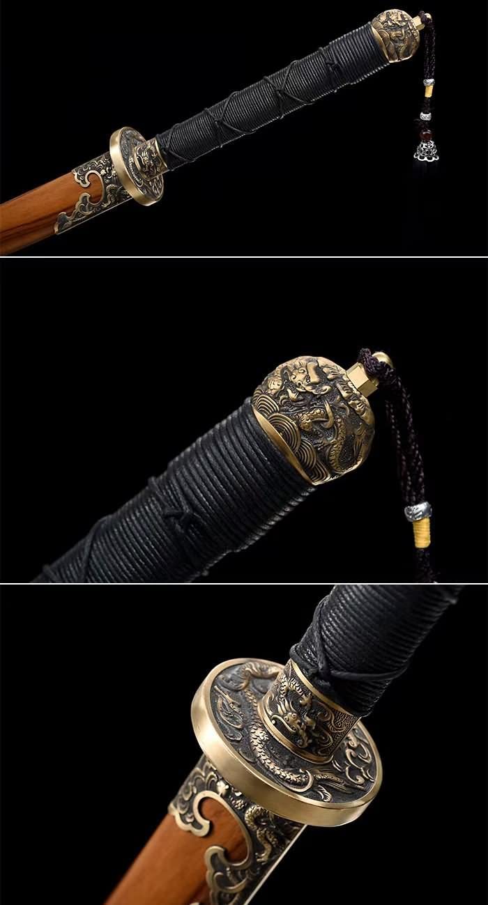 Hand Forged Broadsword Real,Forged Damascus Steel Blade,Rosewood,Brass