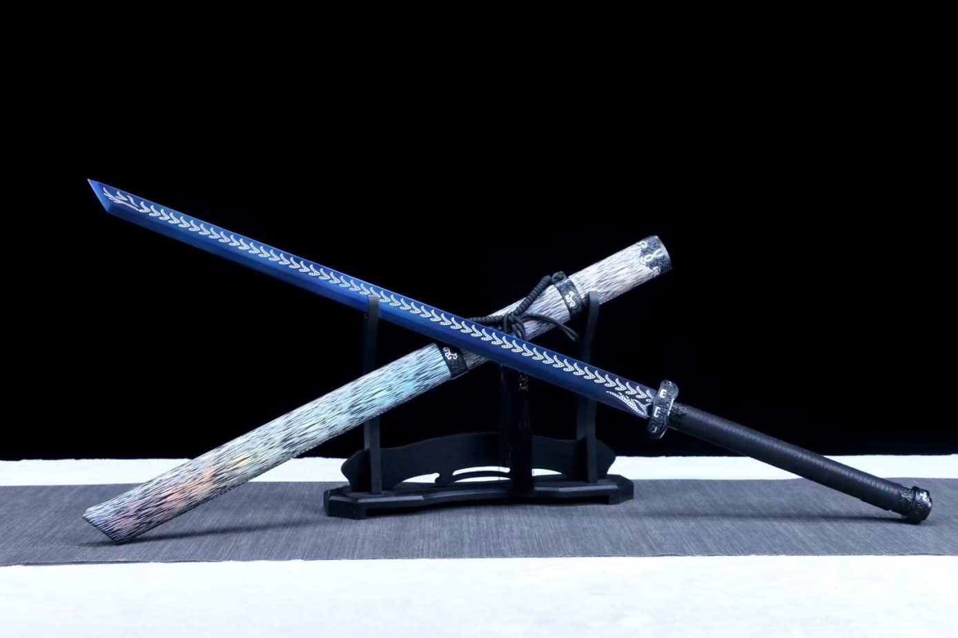 Hand Forged Black Gold Dao Saber,Forged 1060 Carbon Steel Blade,Alloy Fittings