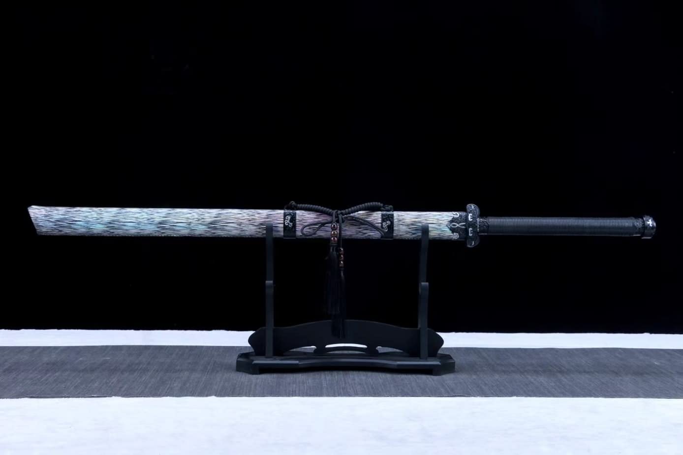 Hand Forged Black Gold Dao Saber,Forged 1060 Carbon Steel Blade,Alloy Fittings