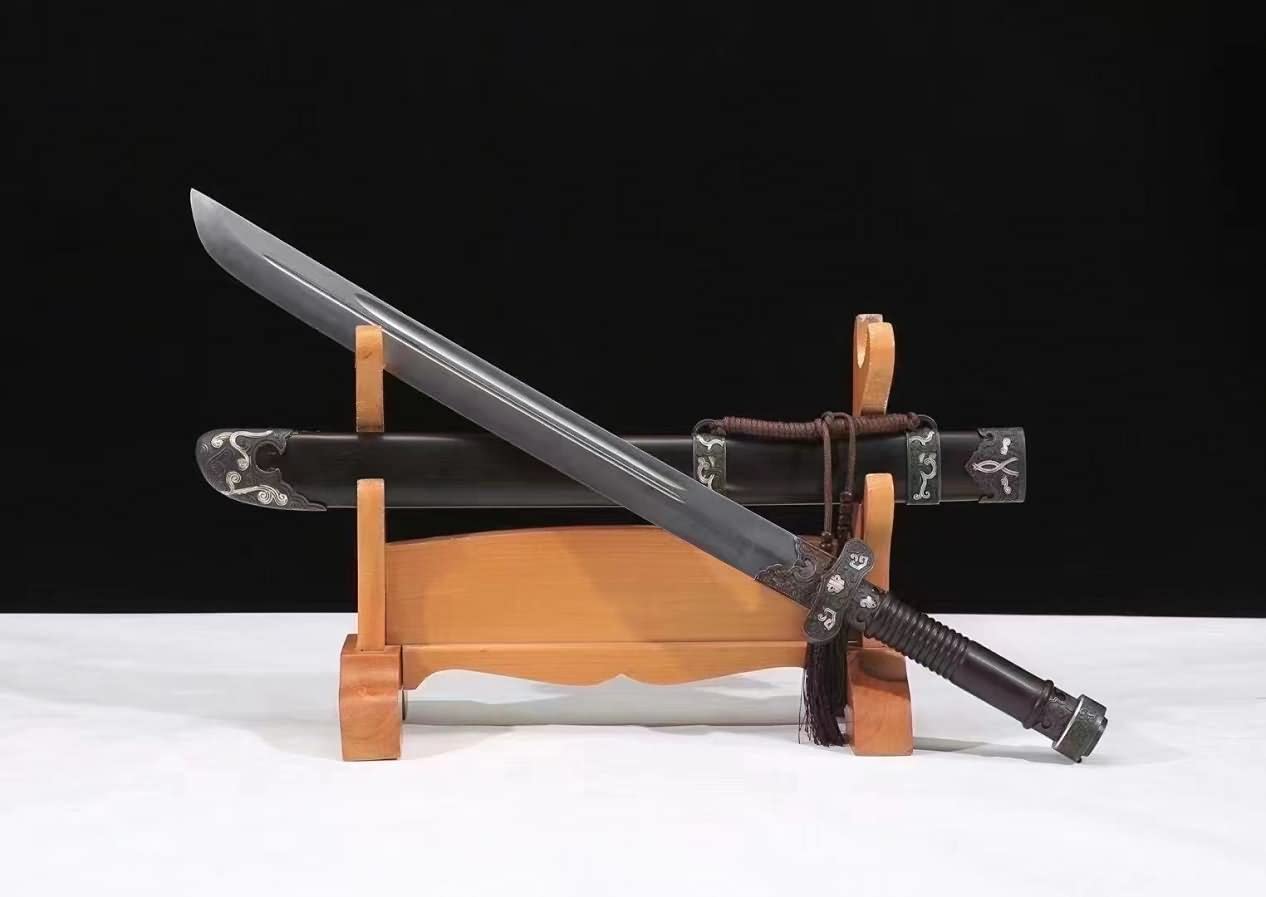 Hand Forged Black Gold Ancient Knife,Handmade Damascus Steel Blade,Brass Fittings