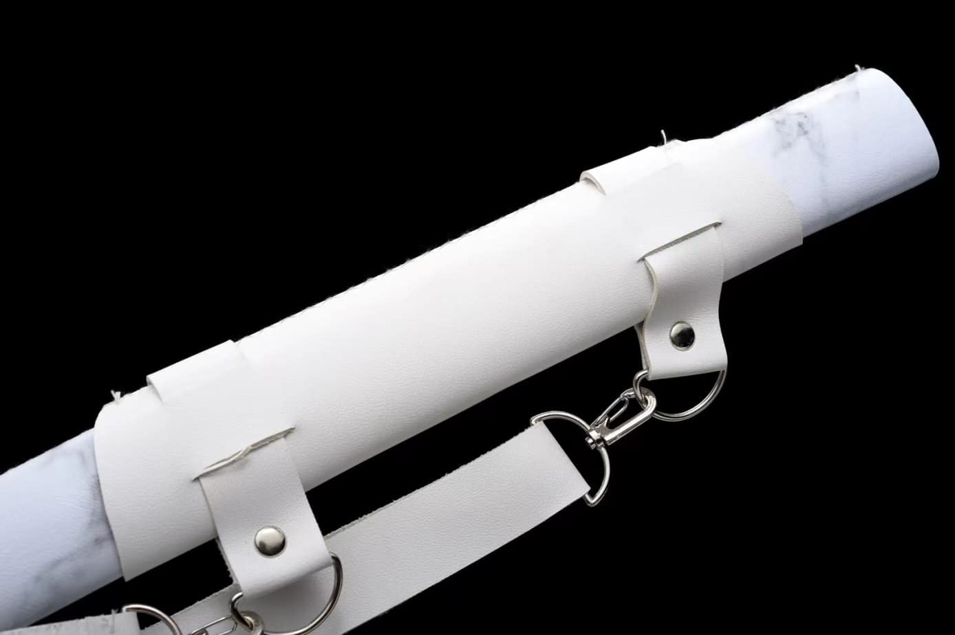 Hand Forged Wolf dao Swords Real,1060 Carbon Steel Blades,White Scabbard,Alloy Fittings