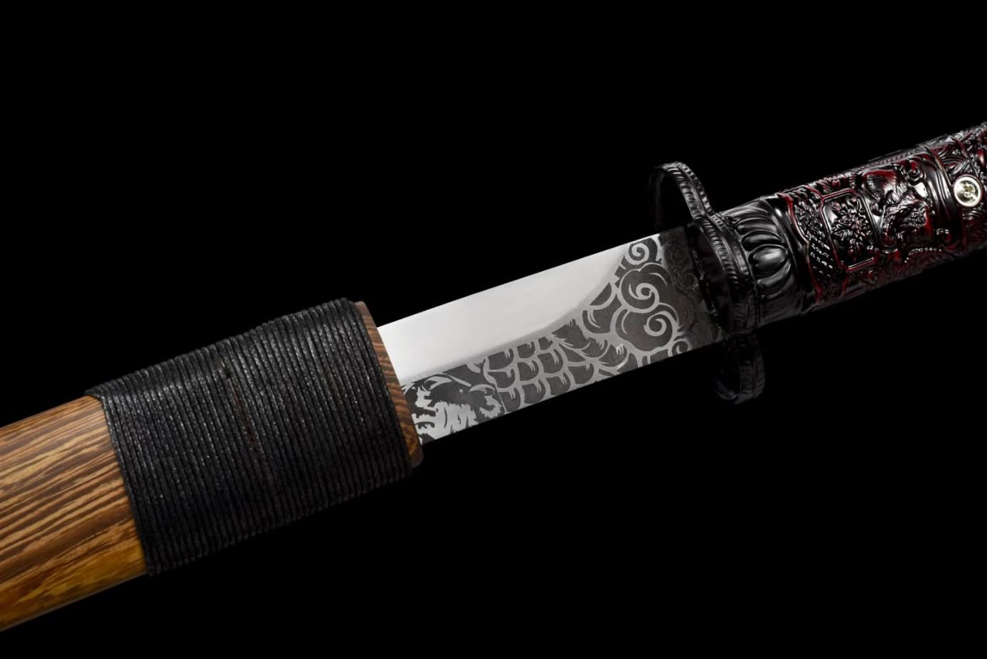 Horn Dao Swords High Carbon Steel Blade,Rosewood Scabbard,Dragon Handle,LOONGSWORD