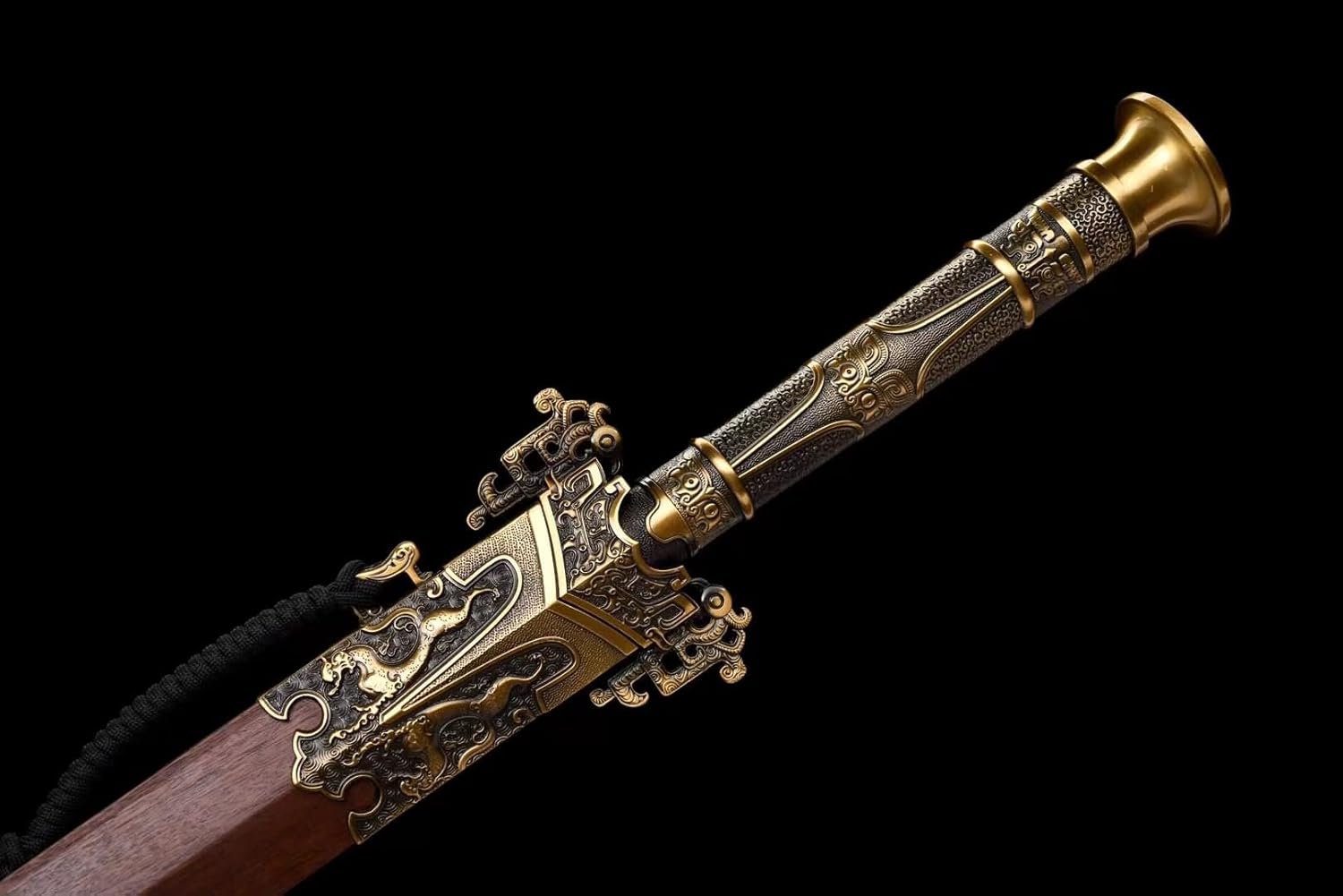 Hand Forged Hanjian Sword | Handcrafted High Carbon Steel Blade with Rosewood Scabbard & Alloy Fittings | 40"(1045 Carbon Steel)