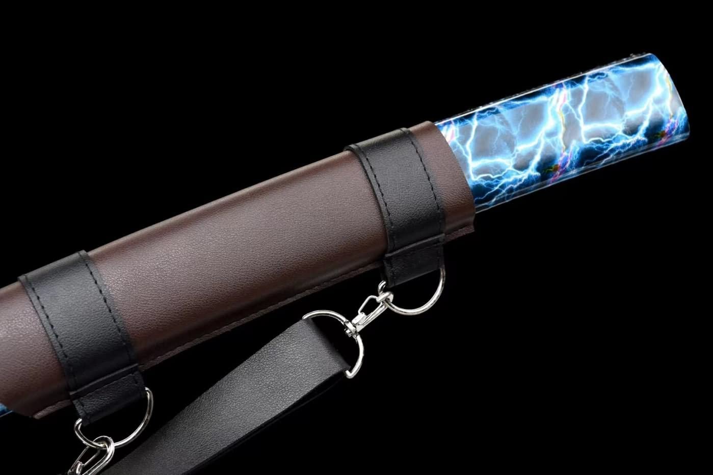 Wolf Head Hacking Knife,High Carbon Steel,Blue Blade and Scabbard,chinese sword