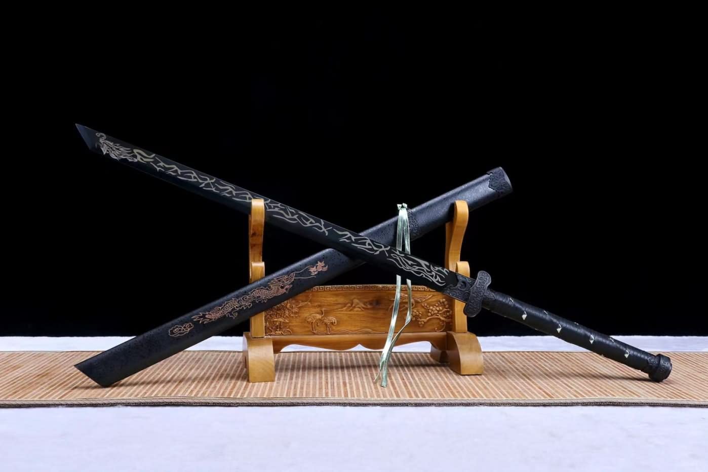 Black Gold Swords Real Forged High Carbon Steel Black Blades,Alloy Fittings,chinese sword