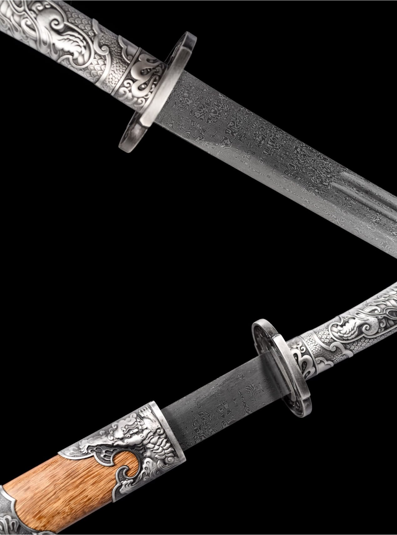 Hand Forged Qing dao Sword-Forged Damascus Steel Blade with Alloy Fittings-Battle Ready