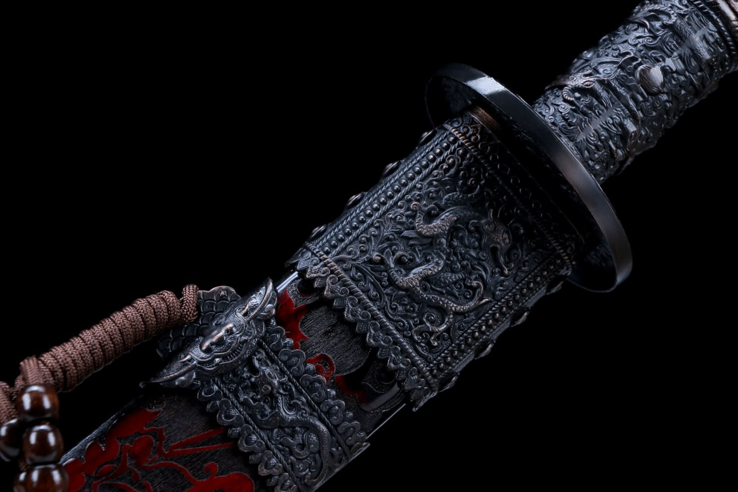 Kangxi Treasure Sword - High Carbon Steel Blade, Solid Wood Carved Scabbard