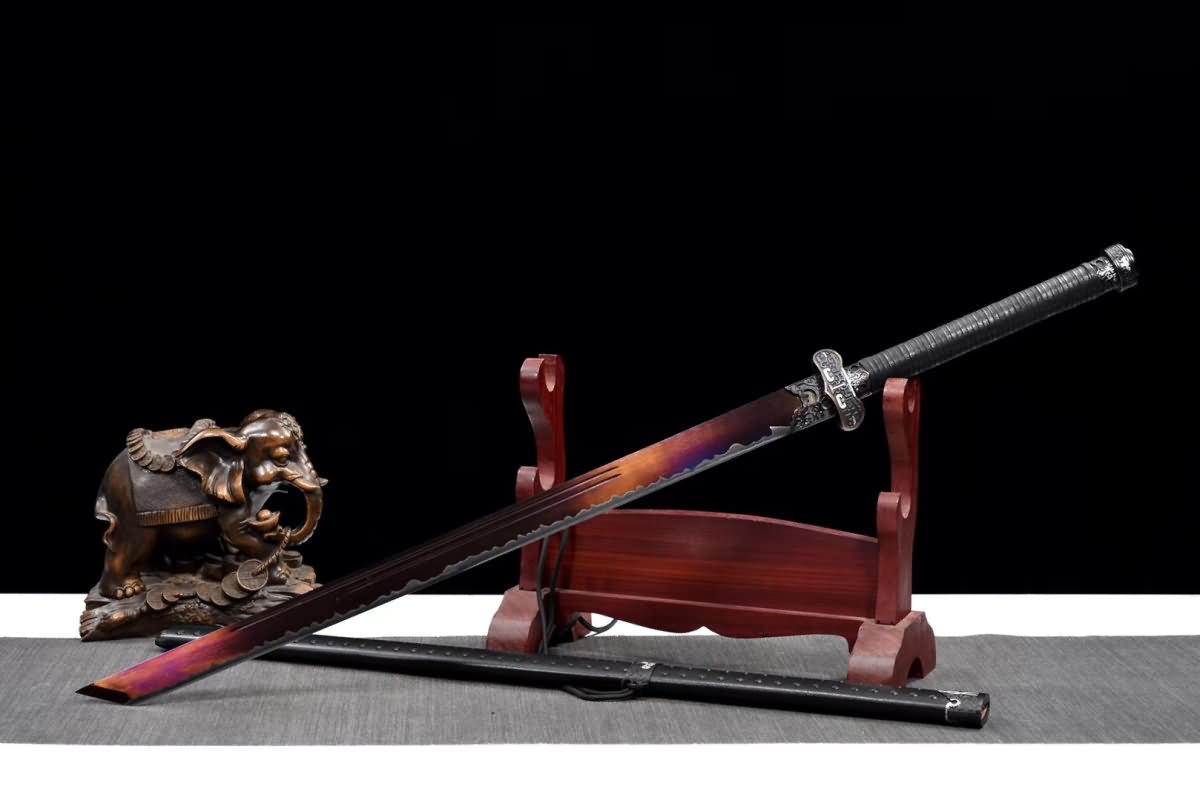 Hand Forged Dao Sword,1060 Carbon Steel red blade,Cut tree