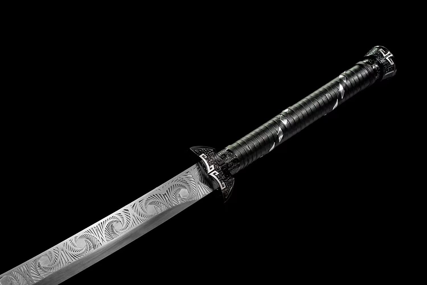 LOONGSWORD,Black Gold dao Swords High Carbon Steel Etch Blades,Alloy Fittings