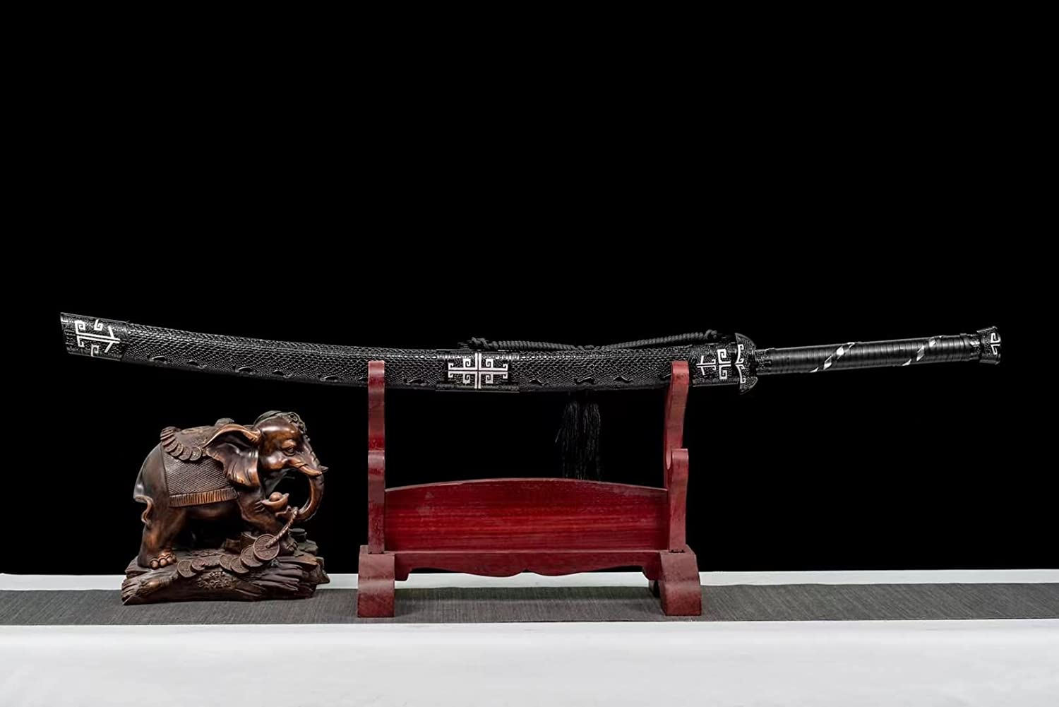 LOONGSWORD,Black Gold dao Swords High Carbon Steel Etch Blades,Alloy Fittings