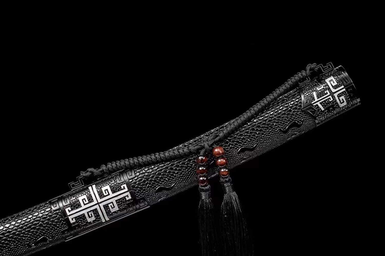 LOONGSWORD,Black Gold dao Swords High Carbon Steel Etch Blades,Alloy Fittings