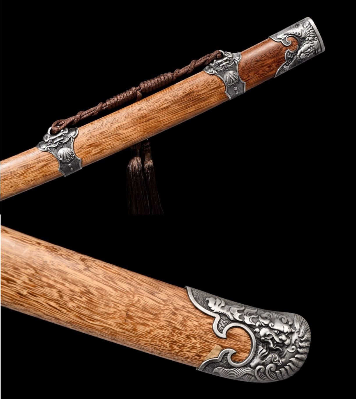 Hand Forged Qing dao Sword-Forged Damascus Steel Blade with Alloy Fittings-Battle Ready