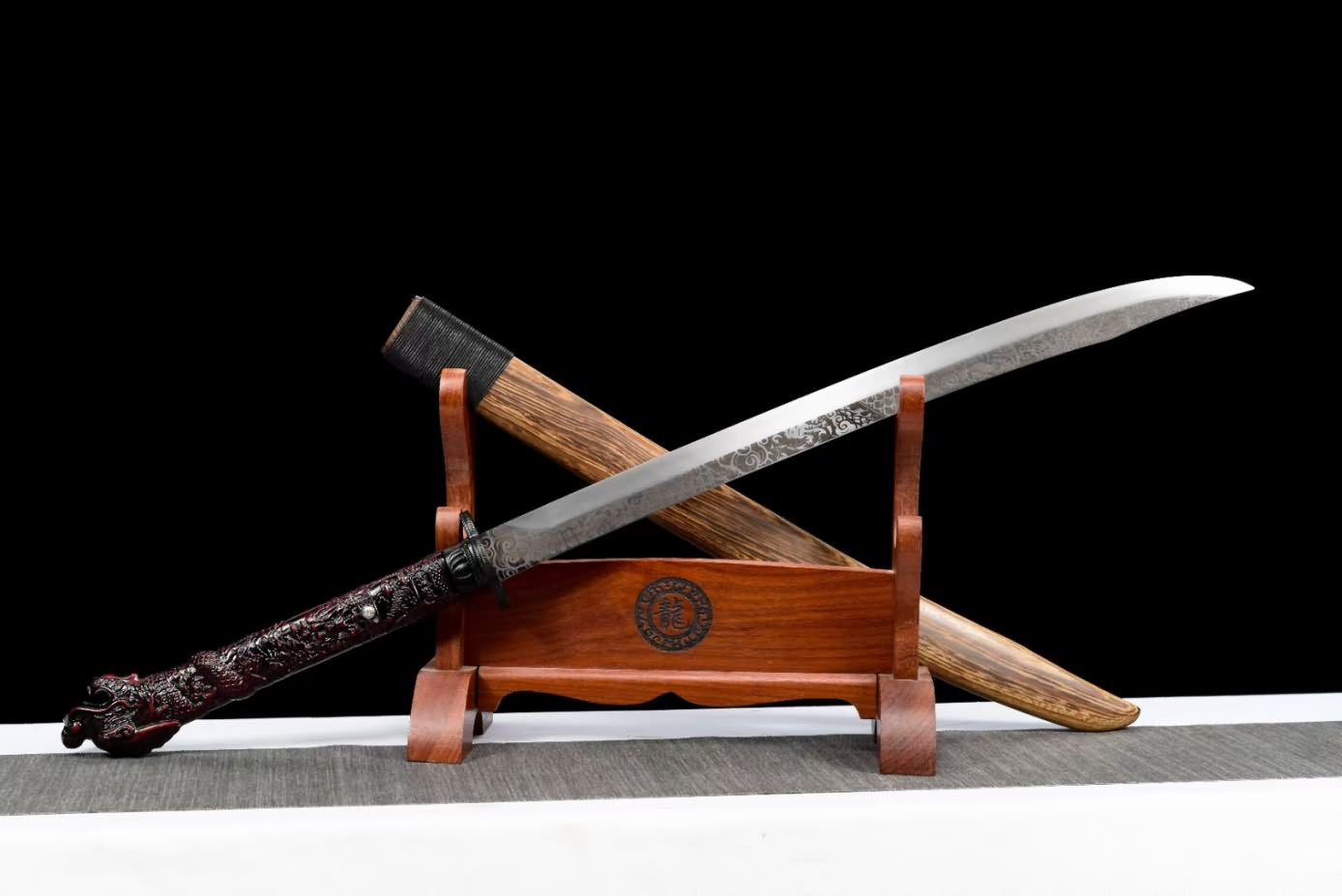 Horn Dao Swords High Carbon Steel Blade,Rosewood Scabbard,Dragon Handle,LOONGSWORD
