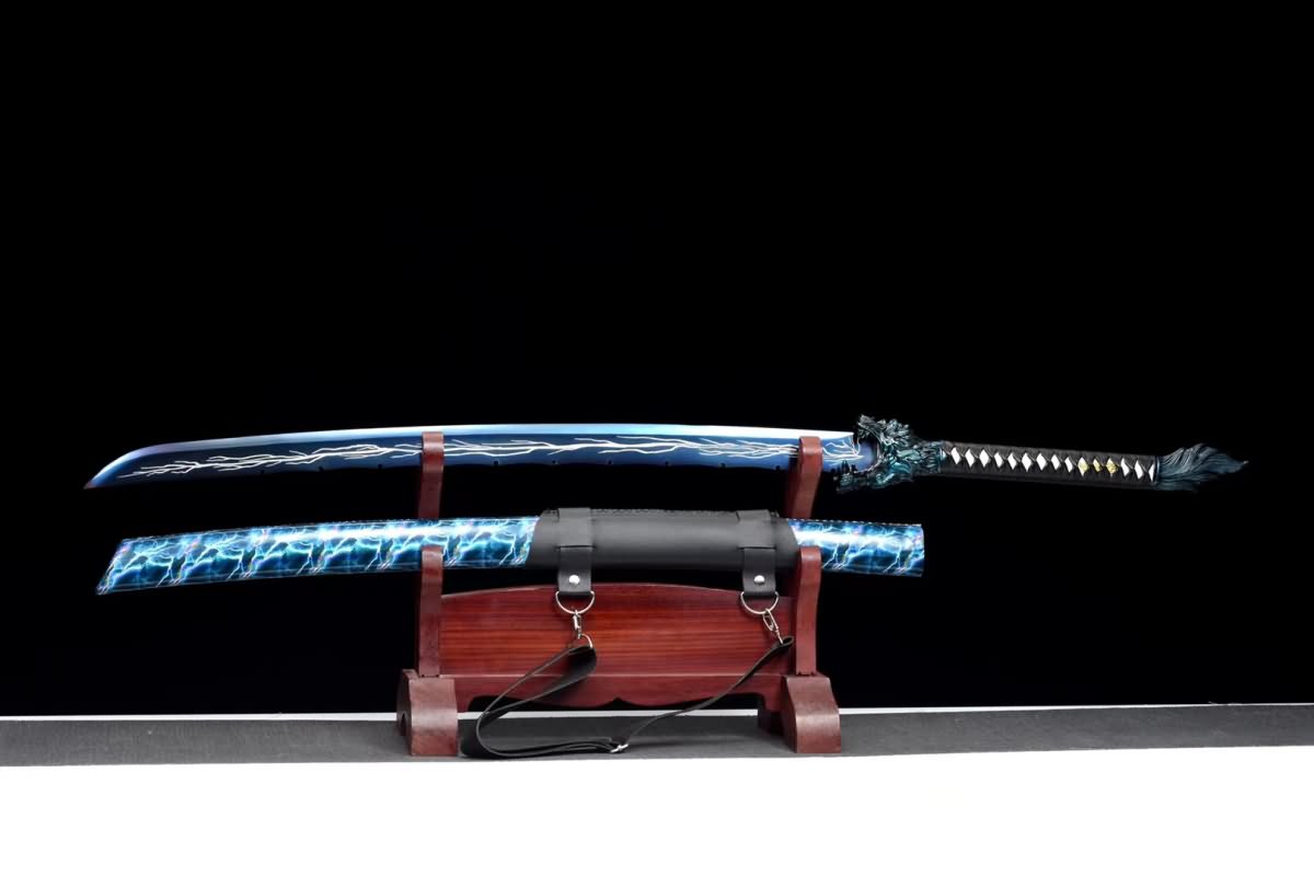 Wolf Head Machete,Dao sworde Real(High Carbon Steel,Blue Blade and Scabbard) Battle Ready,Chinese Sword¡