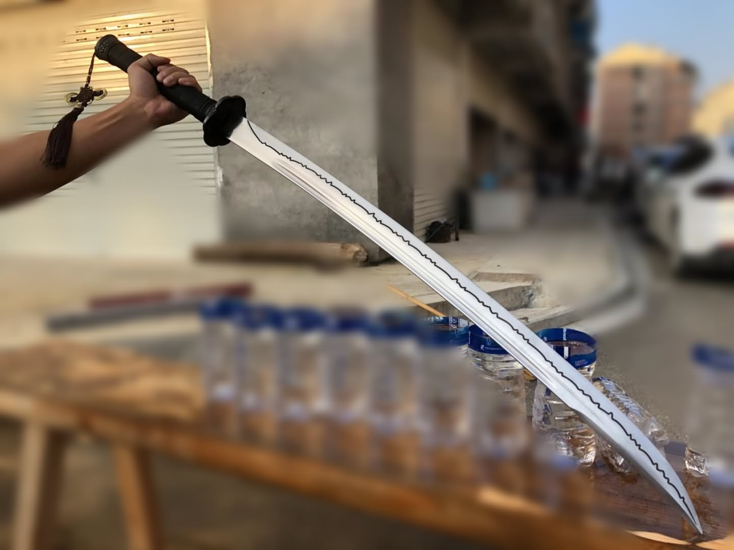 Hand Forged Broadsword,Forged 1060 Carbon Steel blade,Skin scabbard,Alloy fittings