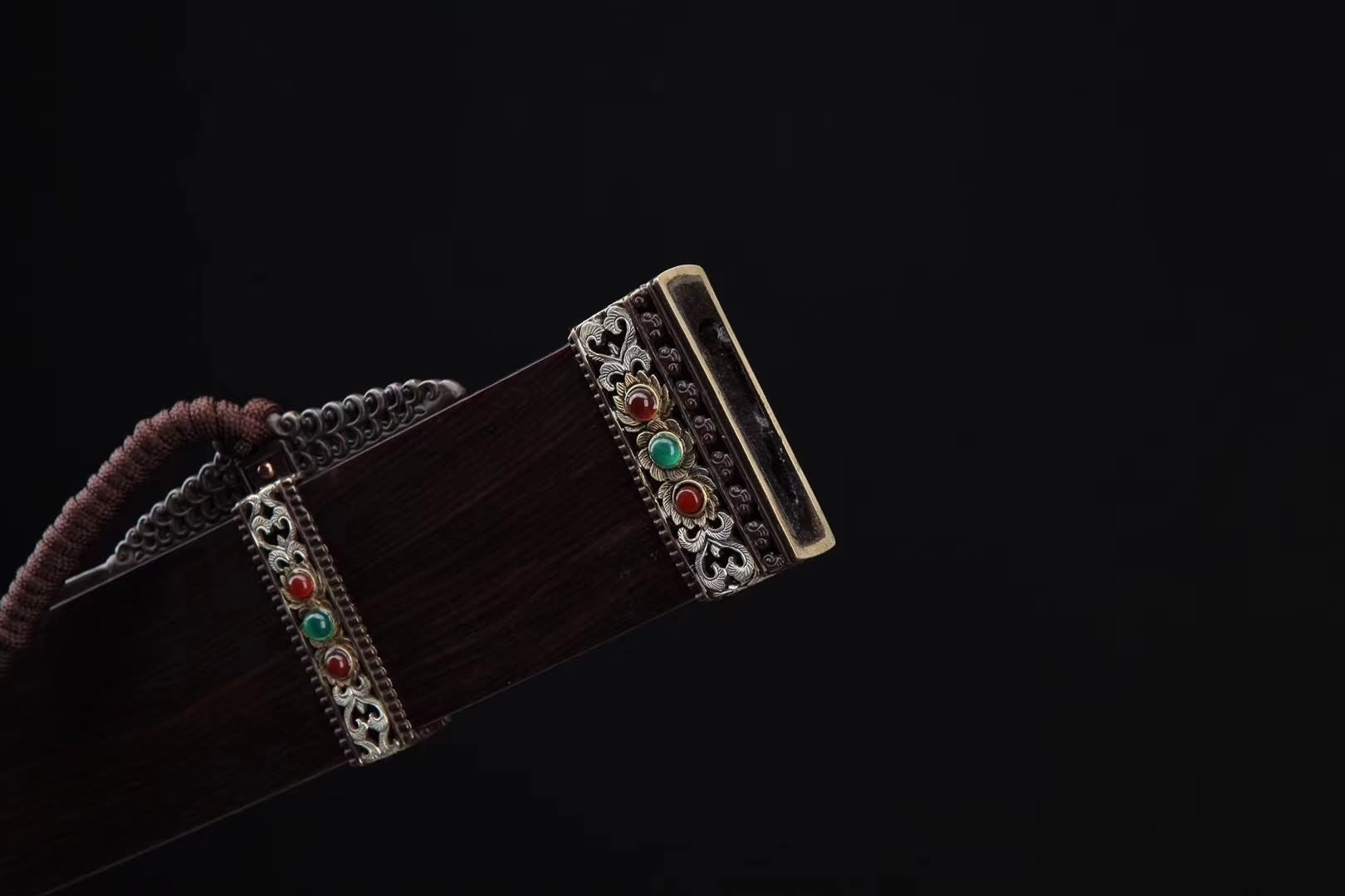 Qing sword,Damascus steel blade,Ebony scabbard,Brass - Chinese sword shop