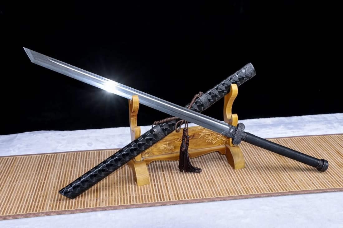 Broadsword,Damascus steel blade,Leather scabbard,Chinese sword - Chinese sword shop