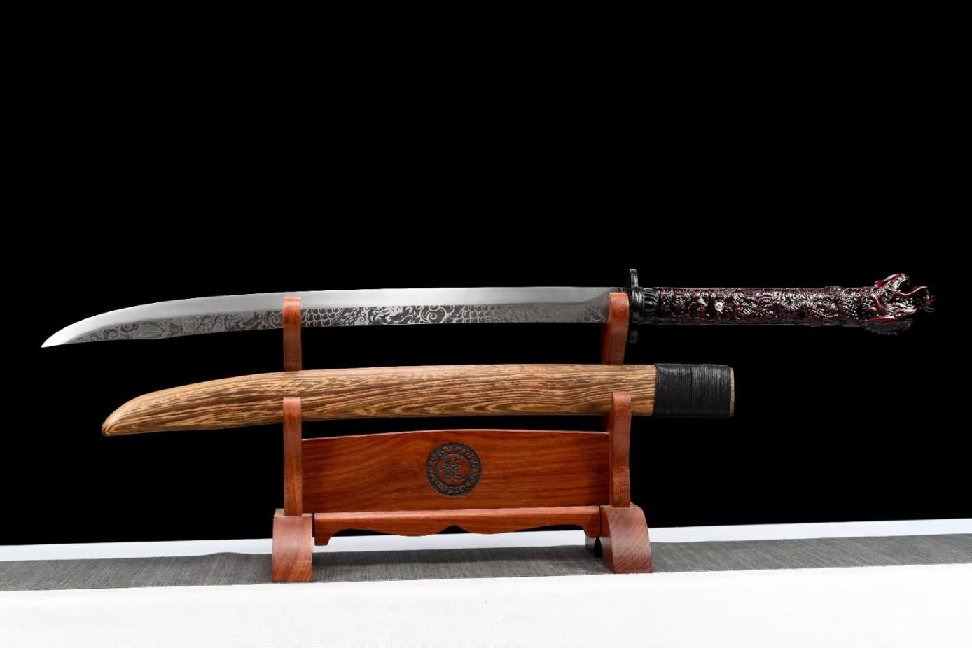 Horn Dao Swords High Carbon Steel Blade,Rosewood Scabbard,Dragon Handle,LOONGSWORD