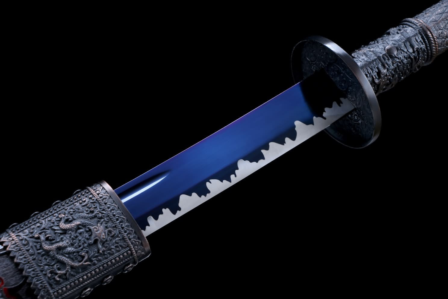 Kangxi Treasure Sword - High Carbon Steel Blade, Solid Wood Carved Scabbard