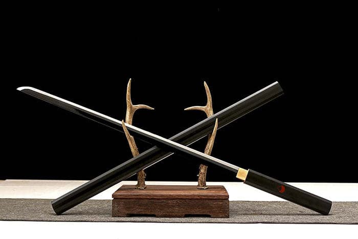 boxkatana Handmade Anime NARUTO Sasuke Kusanagi-No-Tsurugi Sword Shirasaya Ninja Sword Spring Steel Black Blade