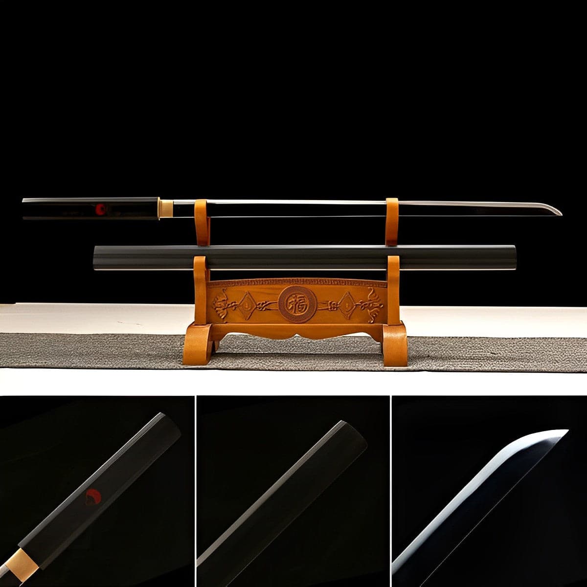 boxkatana Black Handmade Anime NARUTO Sasuke Kusanagi-No-Tsurugi Sword Shirasaya Ninja Sword Spring Steel Black Blade