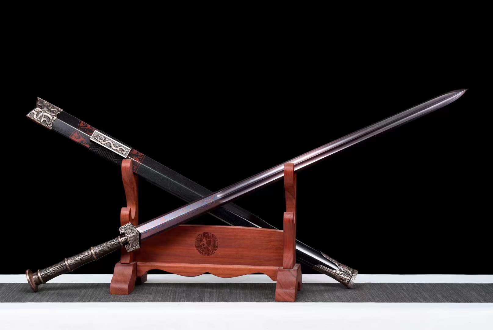 boxkatana Handmade Chinese Han Dynasty Çàë… Sword Damascus Steel Blade baking blue
