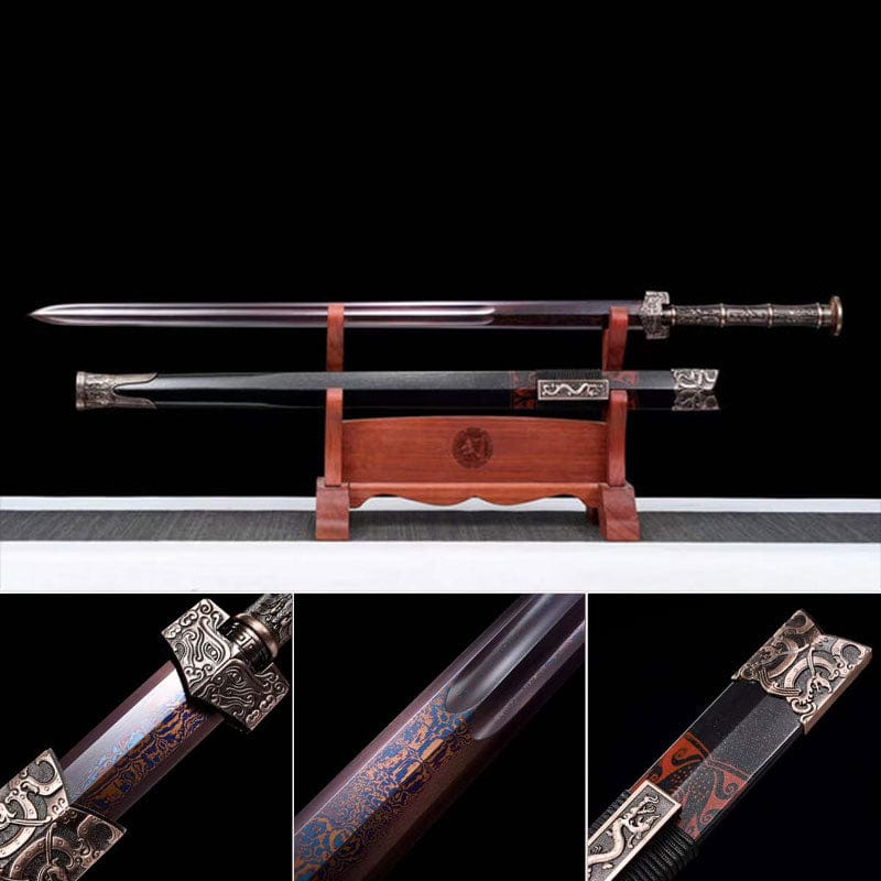 boxkatana Handmade Chinese Han Dynasty Çàë… Sword Damascus Steel Blade baking blue