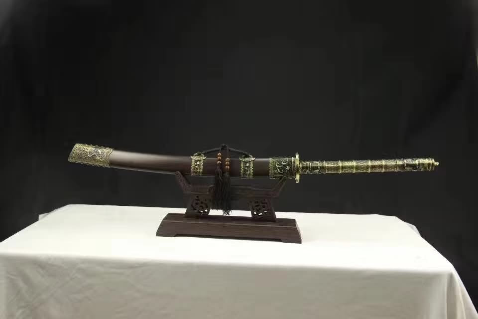 Kangxi baodao,Handmade Damascus steel blade,Alloy,Rosewood - Chinese sword shop