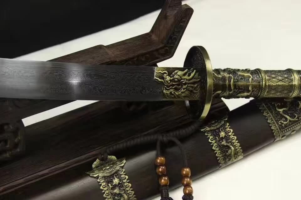 Kangxi baodao,Handmade Damascus steel blade,Alloy,Rosewood - Chinese sword shop