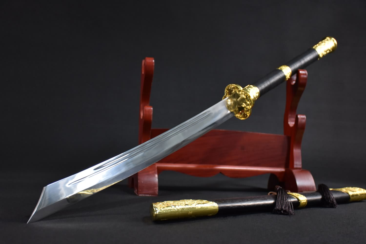 Broadsword dao,High carbon steel blade,Black wood,Alloy - Chinese sword shop