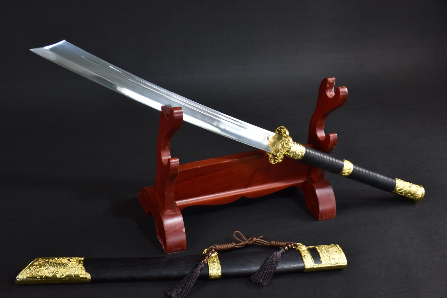 Broadsword dao,High carbon steel blade,Black wood,Alloy - Chinese sword shop