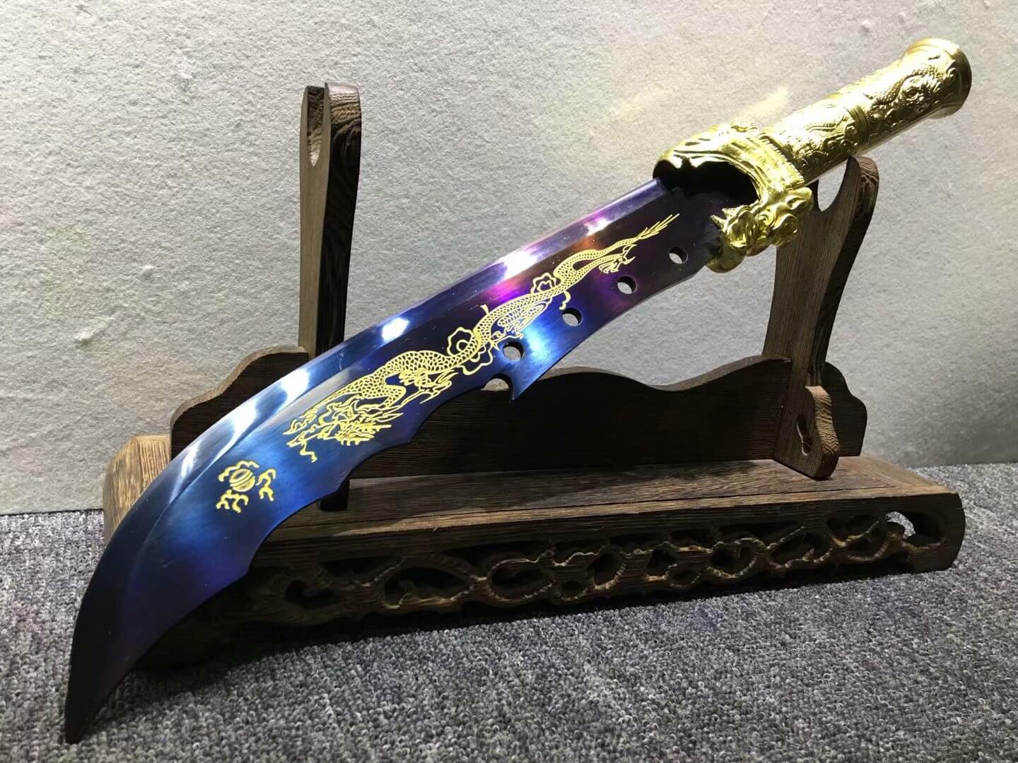 Single hand GuanDao,High carbon steel blade,Leather scabbard - Chinese sword shop