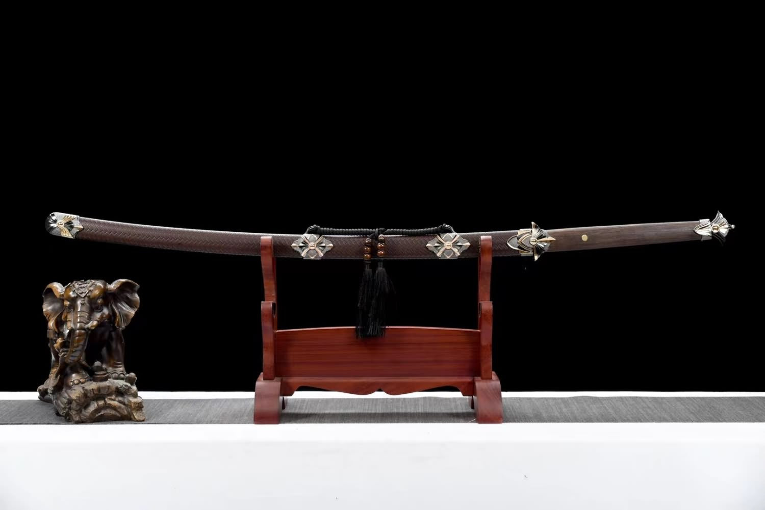 High Carbon Steel Chinese Tang Sword, Handcrafted Traditional Blade, Faux Leather-Wrapped Scabbard