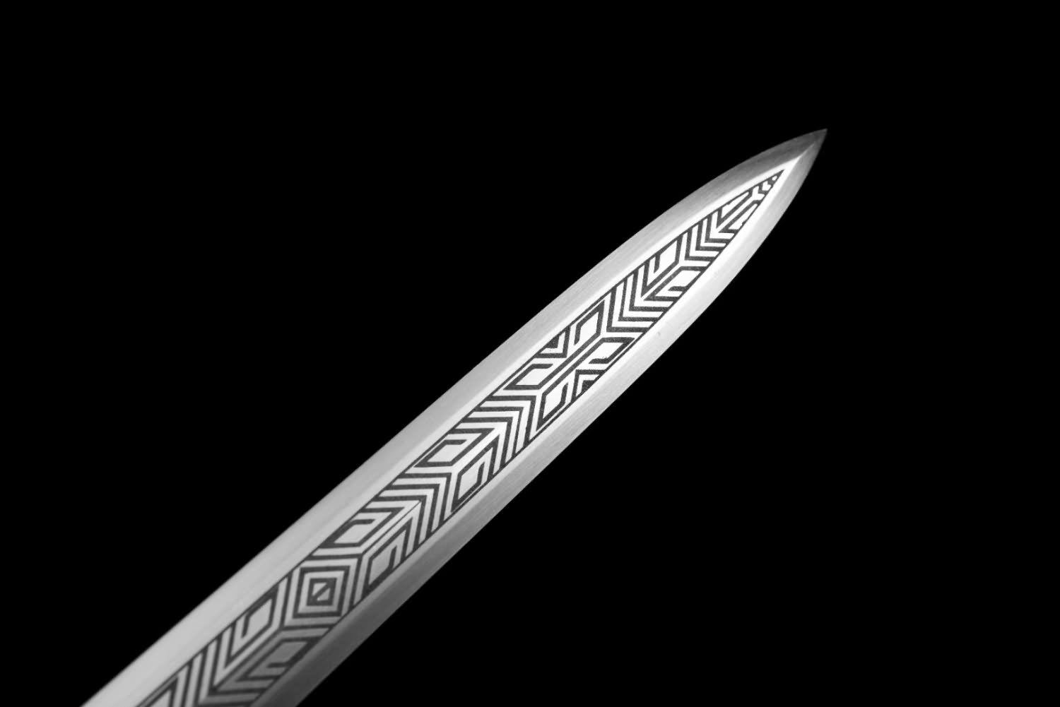 Longyuan jian Sword Forged High Carbon Steel Etched Blade,Alloy Fittings,Solid Wood Scabbard