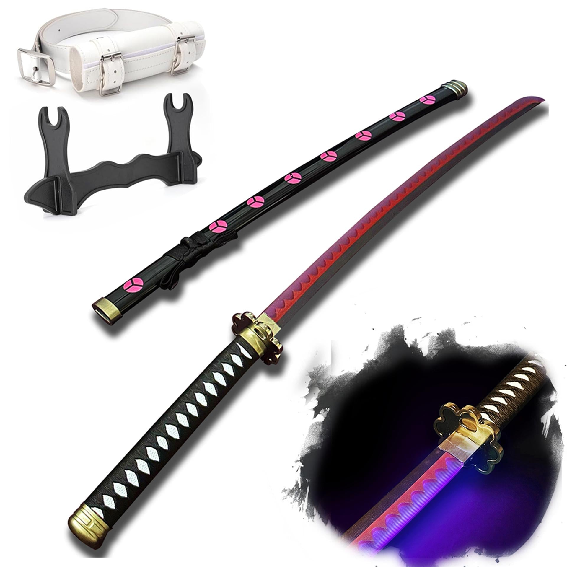 ONE PIECE Cosplay Katana Laser Toys Glowing Sword Roronoa Zoro Kamado Tanjirou Blade（Wood + Acrylic）