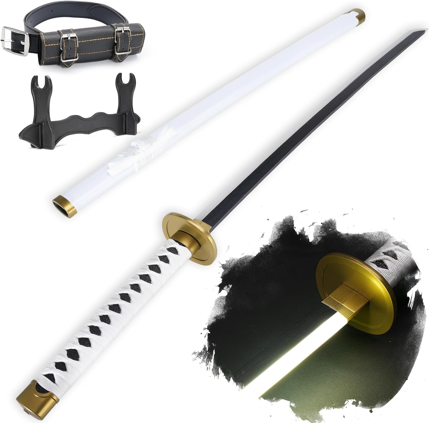 ONE PIECE Cosplay Katana Laser Toys Glowing Sword Roronoa Zoro Wado Ichimonji Blade（Wood + Acrylic）
