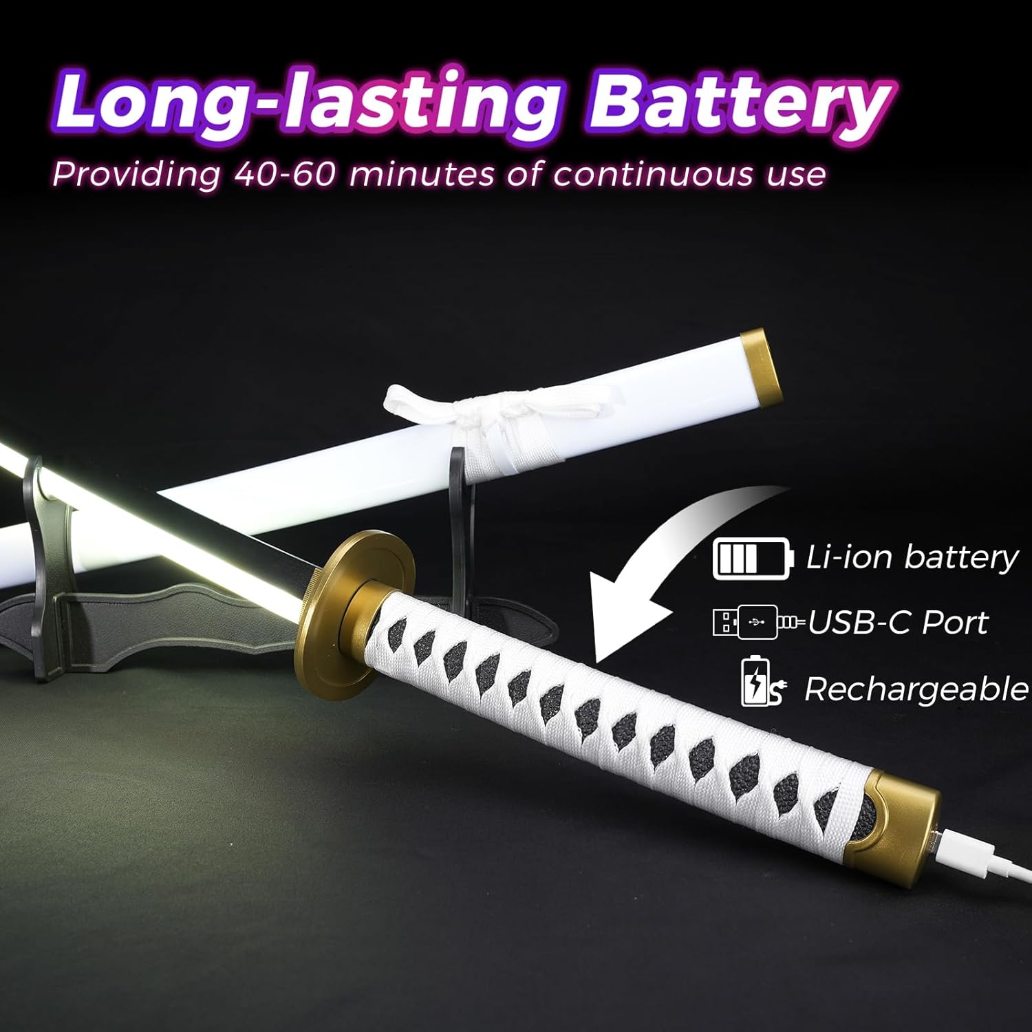 ONE PIECE Cosplay Katana Laser Toys Glowing Sword Roronoa Zoro Wado Ichimonji Blade（Wood + Acrylic）