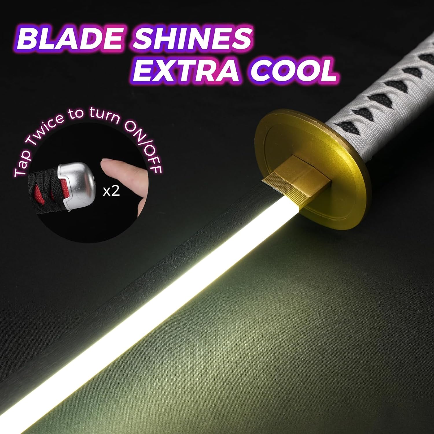 ONE PIECE Cosplay Katana Laser Toys Glowing Sword Roronoa Zoro Wado Ichimonji Blade（Wood + Acrylic）